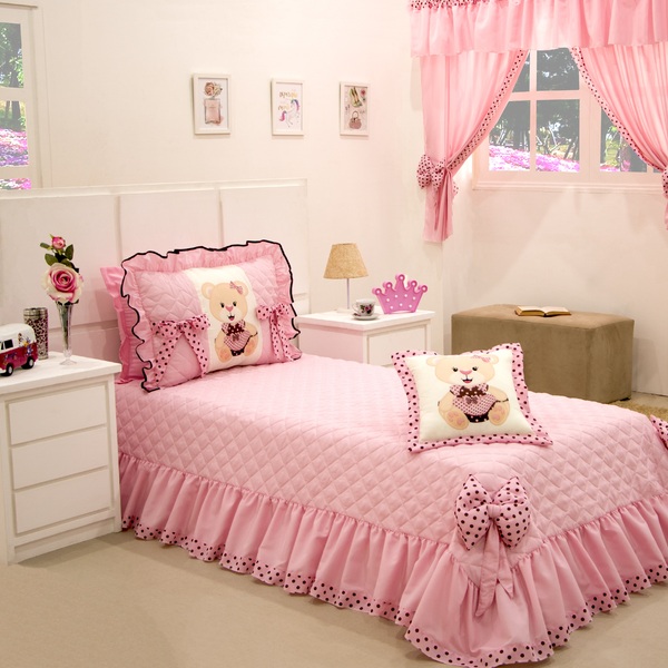 Kit Cobre Leito Ursinha Solteiro 3 Peças Rosa [f101]