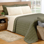 Kit Cobre Leito Verde Militar Dupla Face 3 Peças Matelado 2,4