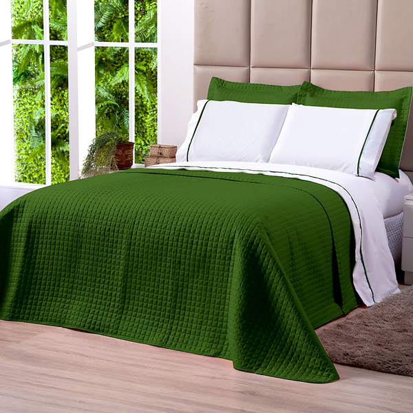 Kit Cobre Leito Verde Queen Size Dupla Face Micropercal 3 Peç