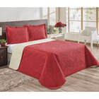 Kit Cobre Leito Vermelho Clássico Liso Queen Size 3 Peças Dup
