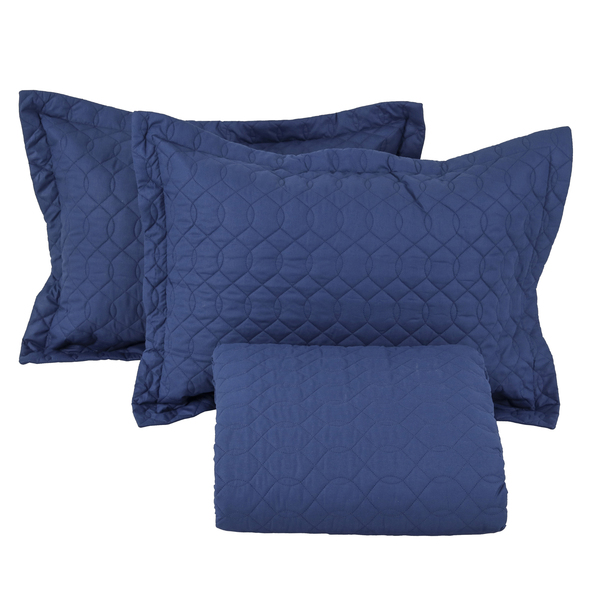 Kit Cobreleito 3 Peças Prestige Queen Azul