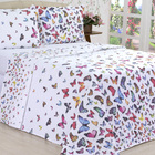 Kit Cobreleito Borboletas Percal 180 Fios Dupla Face Queen Si