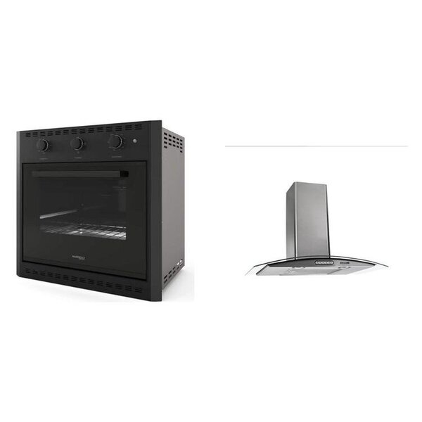 Kit Coifa Nardelli Vidro Curvo Inox Duto Slim 75 Cm + Forno E