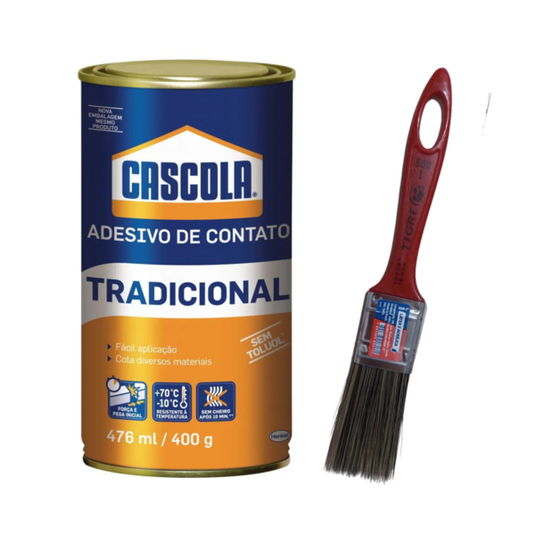 Kit Cola Contato 400g Cascola Sapateiro + Pincel P/aplicação