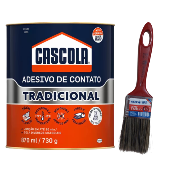 Kit Cola Contato Cascola 730g Sapateiro + Pincel P/aplicação