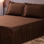 Kit Colcha 3 Peças 2 Em 1 Cama Box Casal Padrão Tabaco Casa D