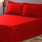 Kit Colcha 3 Peças 2 Em 1 Cama Box Casal Padrão Vermelho Casa