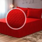 Kit Colcha 3 Peças 2 Em 1 Cama Box Casal Padrão Vermelho Casa