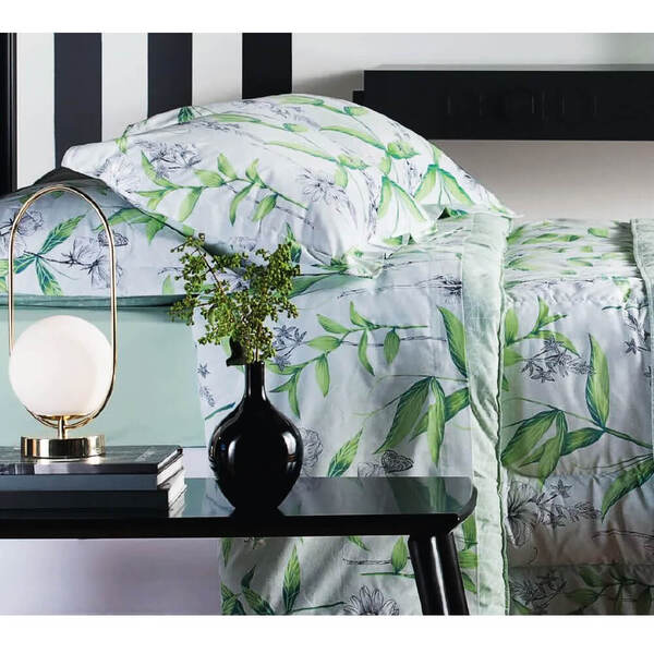 Kit Colcha / Cobre Leito Solteiro King 180 Fios Estampado - A