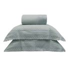 Kit Colcha Casal 2,20m X 2,40m Bordare Cinza Artico Floral