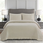 Kit Colcha Casal 300 Fios Lese Bordado Inglês 3 Peças Areia