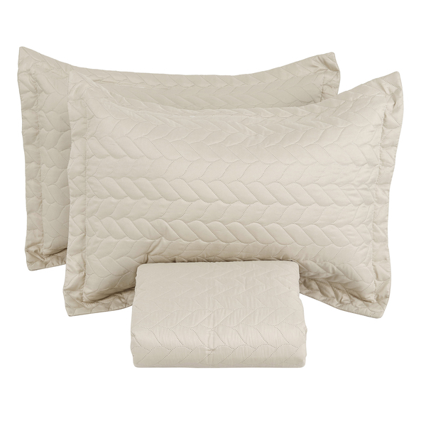 Kit Colcha Casal Padrão 3 peças Microfibra 150 fios Ravenna Kaki