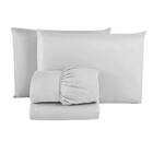 Kit Colcha Casal + Jogo De Cama Branco + Manta Estampada Sort