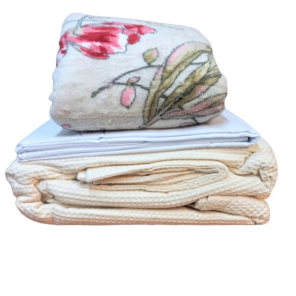 Kit Colcha Casal + Lençol + Manta Estampada Sortida 100506-02