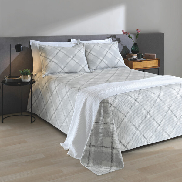 Kit Colcha Casal Am-1558 Estampado Com 3 Peças  Madras