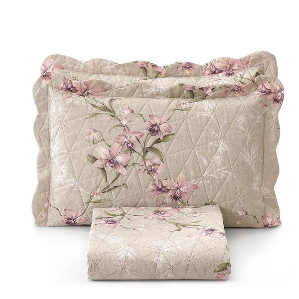 Kit Colcha Casal Bouti Cobre Leito Estampado 3 Pçs Arabesco