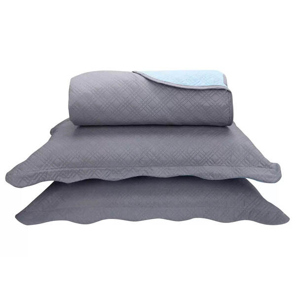 Kit Colcha Casal Dupla Face 3 Peças Ultrasonic Lisa Ohana Cin