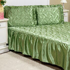 Kit Colcha Casal Padrão  Cetim Verde Matelada Com Babado 3 Pe