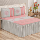 Kit Colcha Casal Padrão Bordada 5 Peças Rosê Mandala