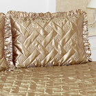 Kit Colcha Casal Padrão Cetim Dourado  Matelada 3 Peças