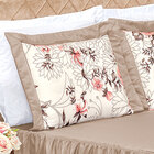 Kit Colcha Casal Padrão com Cortina Cáqui EsTampado Floral 4