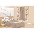 Kit Colcha Casal Padrão com Cortina Cáqui EsTampado Floral 4