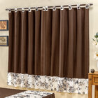 Kit Colcha Casal Padrão com Cortina Tabaco Estampado Floral 4