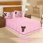 Kit Colcha Casal Padrão Rosa Matelada Com Travesseiro Decorat