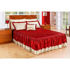 Kit Colcha Casal Padrão Vermelha Cetim Matelada Com Almofada