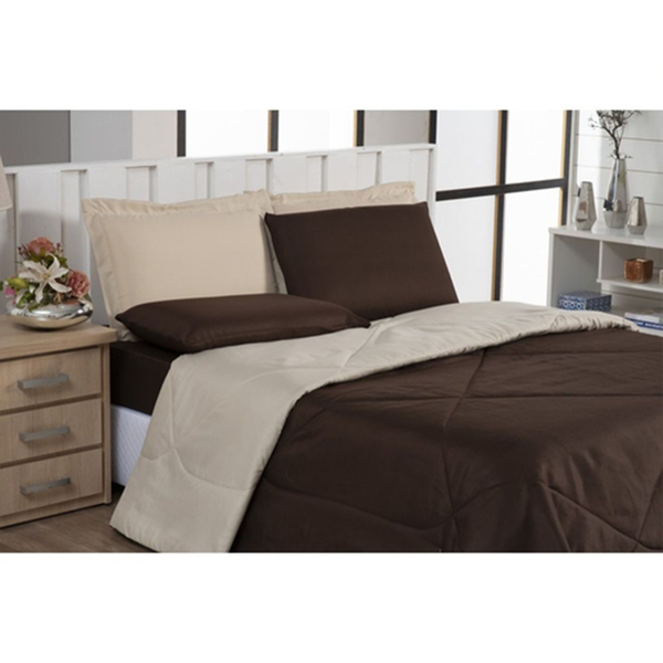 Kit Colcha Casal Queen + Jogo De Lençol 5 Pçs Aconchego Dupla