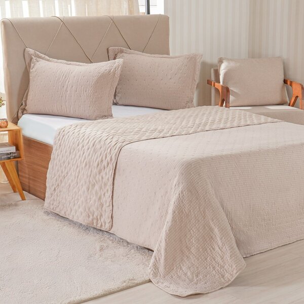 Kit Colcha Casal Santorini New 220x240cm Biscuit