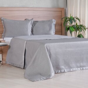 Kit Colcha Casal Satinatta Cetim 100% Póliéster 220x240cm Cinza Soft ...