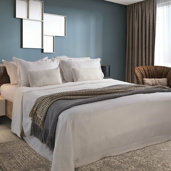 Kit Colcha Cobre Leito Casal 3pç Montblanc Tafeta Natural