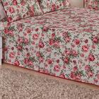 Kit Colcha Cobre Leito Tecido Misto Com Cortina 04 Peças Quee