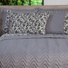 Kit Colcha Firenze King 05pçs Percal 180 Fios Cinza