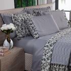 Kit Colcha Firenze King 05pçs Percal 180 Fios Cinza