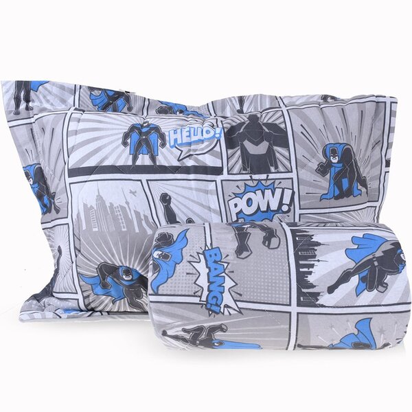 Kit Colcha Infantil Solteiro Em Malha 100% Algodão Heróis