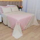 Kit Colcha King 300 Fios Lese Bordado Inglês 3 Peças Cor:areia