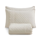 Kit Colcha King 300 Fios Lese Bordado Inglês 3 Peças Cor:areia