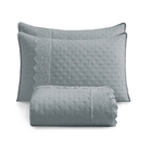 Kit Colcha King 300 Fios Lese Bordado Inglês 3 Peças Cor:graf