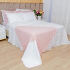 Kit Colcha King 300 Fios Lese Bordado Inglês 3 Peças Cor:neve