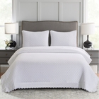 Kit Colcha King 300 Fios Lese Bordado Inglês 3 Peças Cor:neve