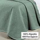 Kit Colcha King 400 Fios Egípcio 100% Algodão Verde 3 Peças