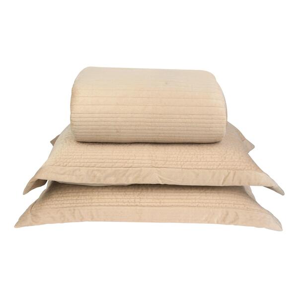 Kit Colcha King Bege Veludo - A\casa