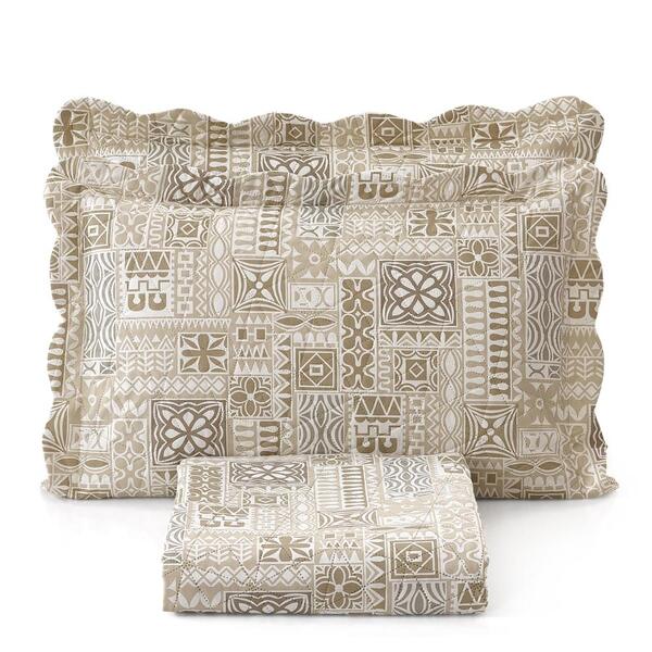 Kit Colcha King Bouti Cobre Leito Estampado 3 Peças Hawaii