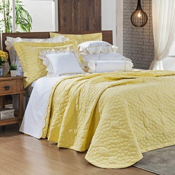 Kit Colcha King Darla Algodão 200 Fios 3 Peças Bernadete Casa