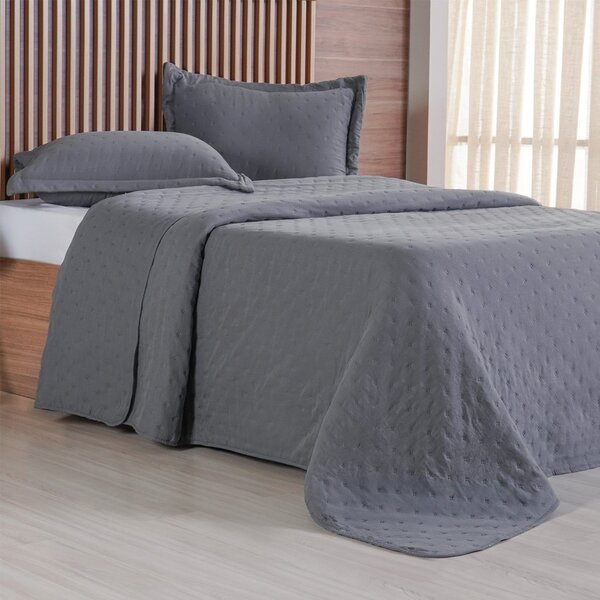 Kit Colcha King Miraggio New Soft 260x280cm Grafite