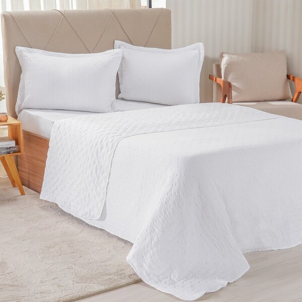 Kit Colcha King Santorini New  260x280cm Branco
