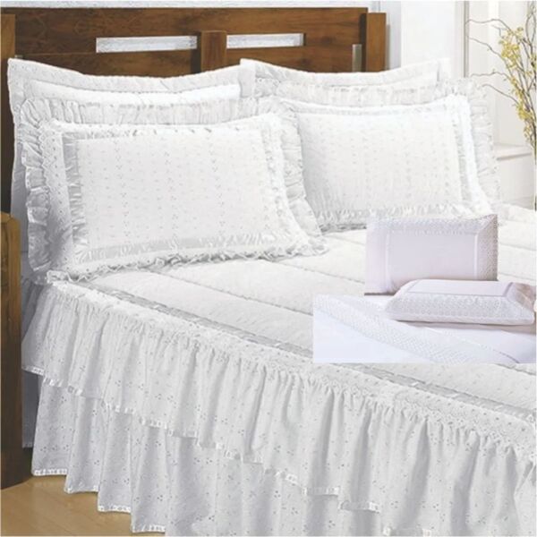 Kit Colcha Lese Noiva Casal Queen Com Jogo Lençol 11 Peças -