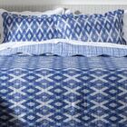 Kit Colcha Paris Color Losango Azul Casal Padrão 03 Peças - D